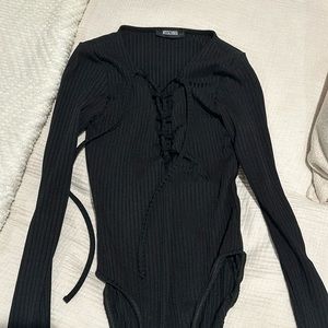 Tie Up Black Bodysuit